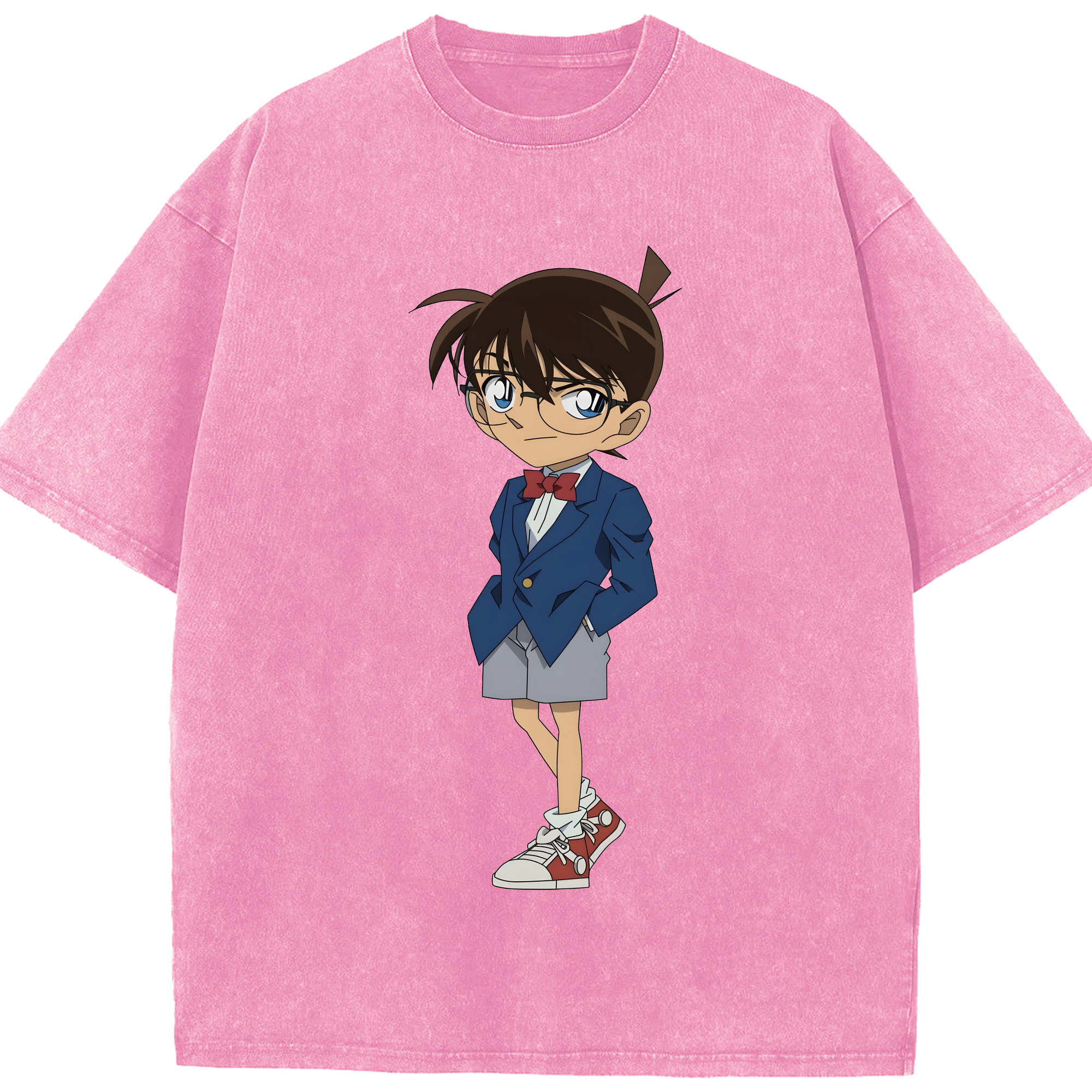 （画像用） 名探偵コナン 江戸川 コナン Detective Conan Conan Edogawa 綿100% ヴィンテージ風 半袖Tシャツ（フロントプリント）